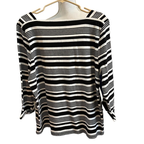 Talbots Black and White Striped Square Neck Tee Size XL - Picture 6 of 8
